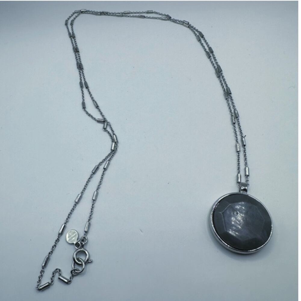 LOFT Silver Chain Purple White Necklace Costume Jewelry Modern Contemporary